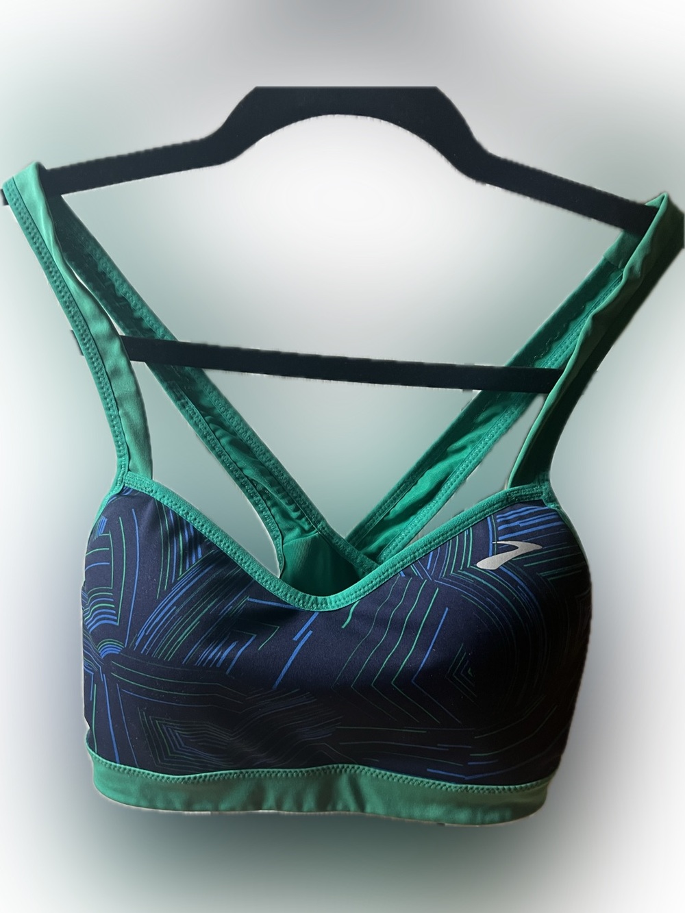 Brooks Navy & Teal Strappy Sports Bra